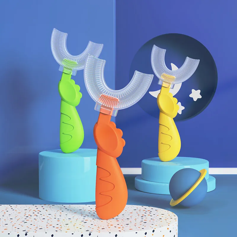Toddlers Kids U-Shaped Silicone Toothbrush Manual Toothbrush Whole Mouth Silicone Toothbrush for 2-6Y/6-12Y  image 3