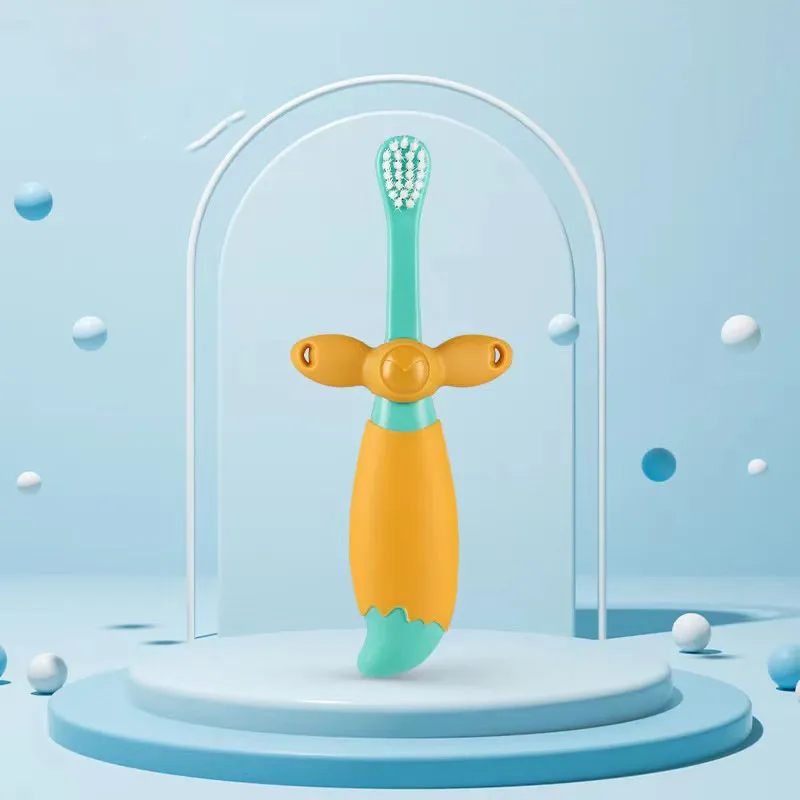 Toddlers Cartoon Toothbrush Manual Ultra-fine soft Toothbrush Kids Training Teeth Cleaning to Prevent Stuck Throat  big image 1