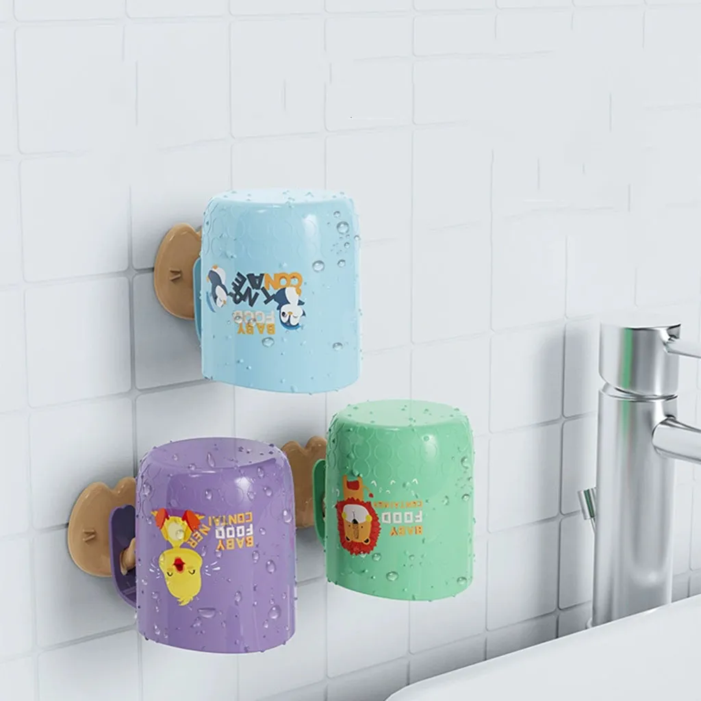 Wall-Mounted Toothbrush Cups Kids Cartoon Multi-purpose Water Cups About 270ML/9.13OZ