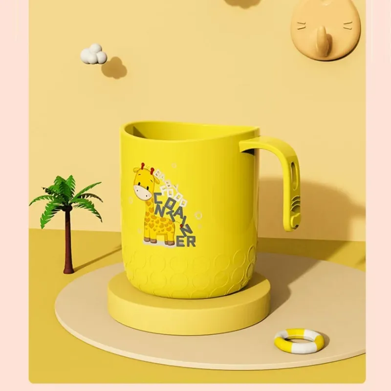 Wall-Mounted Toothbrush Cups Kids Cartoon Multi-purpose Water Cups about 270ML/9.13OZ Yellow