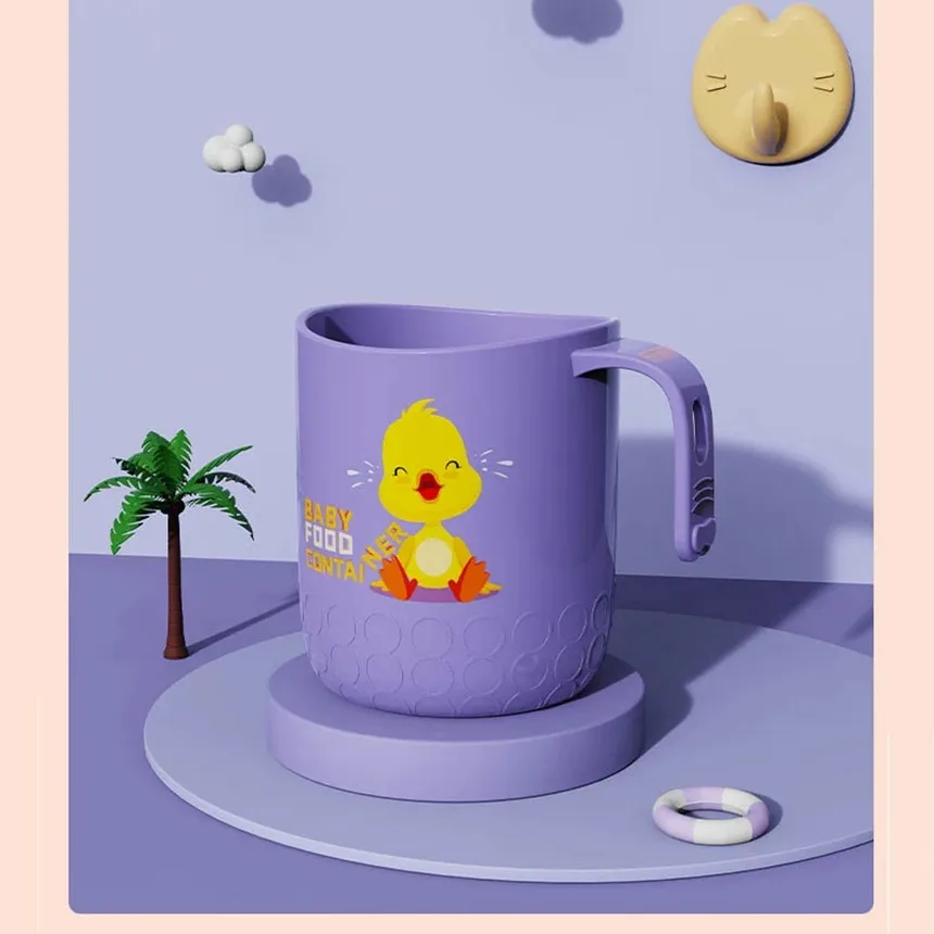 Wall-Mounted Toothbrush Cups Kids Cartoon Multi-purpose Water Cups about 270ML/9.13OZ Light Purple