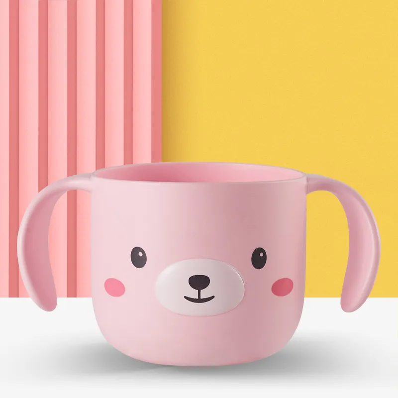 250ML/8.45OZ Toddler Drinking Training Cup Baby Cartoon Open Cup with Handles Easy to Grip big image 2