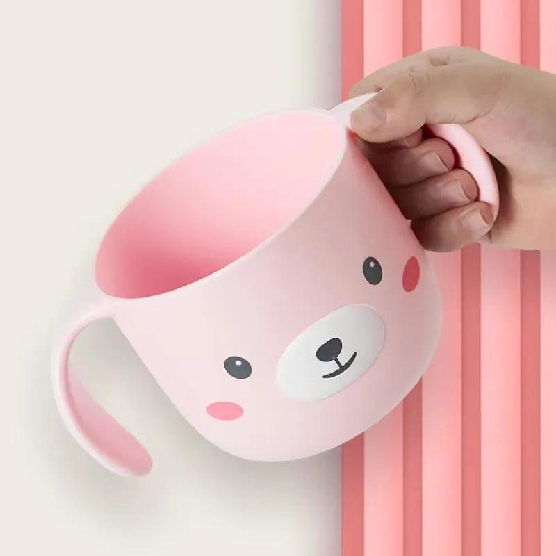 250ML/8.45OZ Toddler Drinking Training Cup Baby Cartoon Open Cup with Handles Easy to Grip big image 3