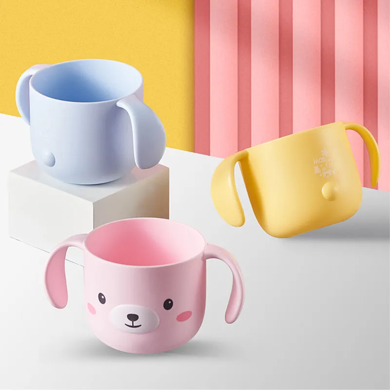 250ML/8.45OZ Toddler Drinking Training Cup Baby Cartoon Open Cup with Handles Easy to Grip big image 4