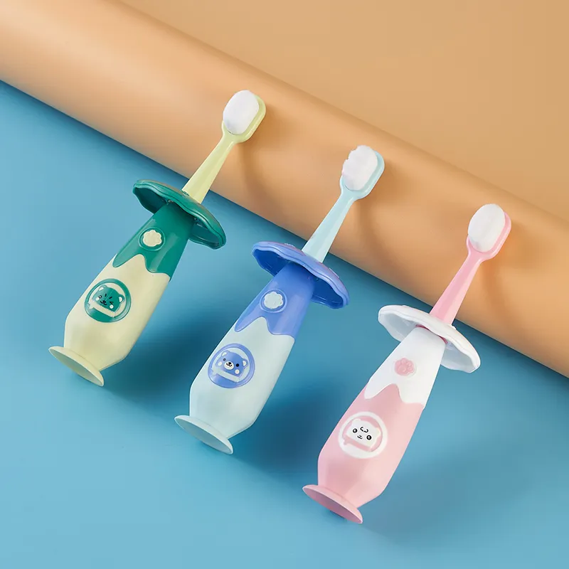 Baby Training Toothbrush Extra Soft Bristles Toddler Toothbrush Oral Care With Anti-Choking Guard To Prevent Stuck Throat