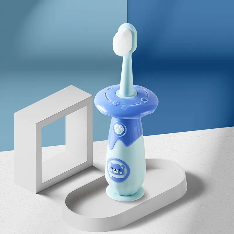 Baby Training Toothbrush Extra Soft Bristles Toddler Toothbrush Oral Care with Anti-Choking Guard to Prevent Stuck Throat Color-B