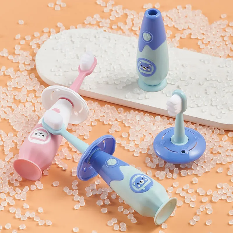 Baby Training Toothbrush Extra Soft Bristles Toddler Toothbrush Oral Care with Anti-Choking Guard to Prevent Stuck Throat Color-A image 3