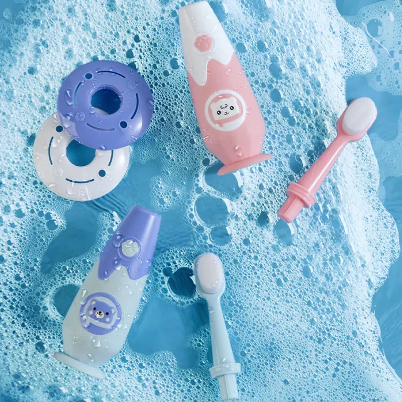 Baby Training Toothbrush Extra Soft Bristles Toddler Toothbrush Oral Care with Anti-Choking Guard to Prevent Stuck Throat Color-A image 4