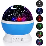 Star and Moon Night Light for Kids Universe Star Sea Birthday Night Light Projection Lamp Blue