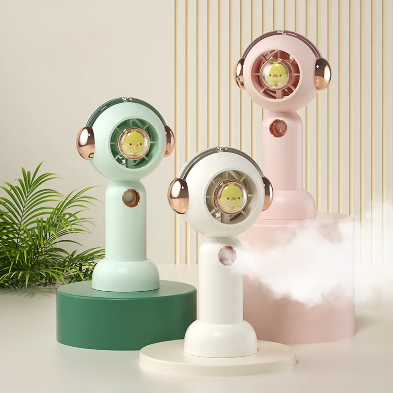Portable Cartoon Hand Held Spray Cooling Fan-Mini Handheld Personal Fan Rechargeable with 3 Speeds for Airplane Travel Essentials Neck Office Children Day Gifts big image 2