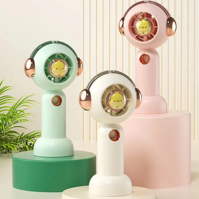 Portable Cartoon Hand Held Spray Cooling Fan-Mini Handheld Personal Fan Rechargeable with 3 Speeds for Airplane Travel Essentials Neck Office Children Day Gifts big image 3