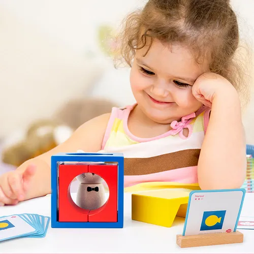 Wooden Educational Toy with 30 Double-Sided Question Cards (60 Questions Total)