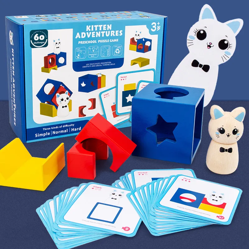 Wooden Educational Toy with 30 Double-Sided Question Cards (60 Questions Total)  big image 1