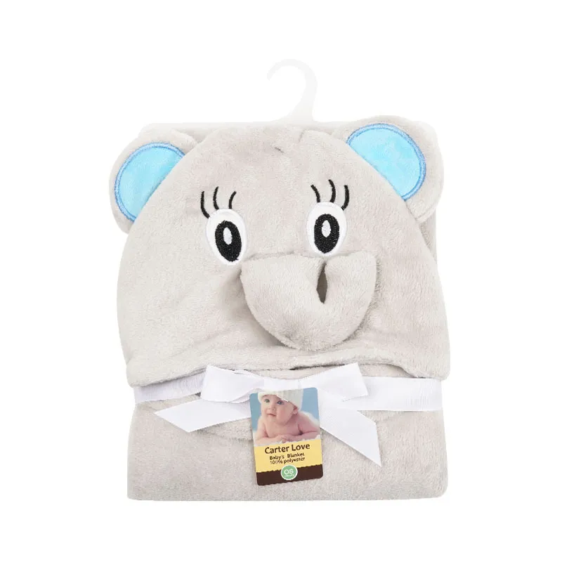 2-pack Unisex Baby Plush Hooded Wearable Blankets, Cartoon Elephant big image 2