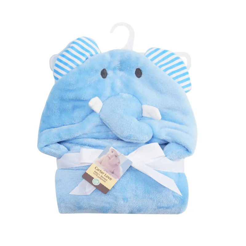 2-pack Unisex Baby Plush Hooded Wearable Blankets, Cartoon Elephant big image 4