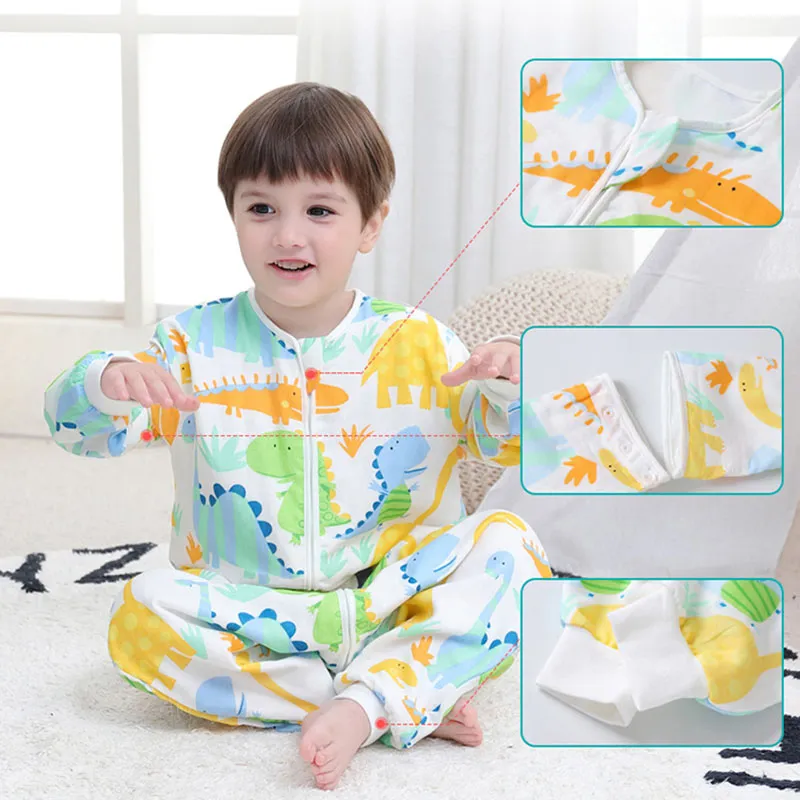 Unisex Child Bedding Animal Pattern Baby Sleeping Bag Medium Thin Cotton Material Anti-Kick Design Color-D