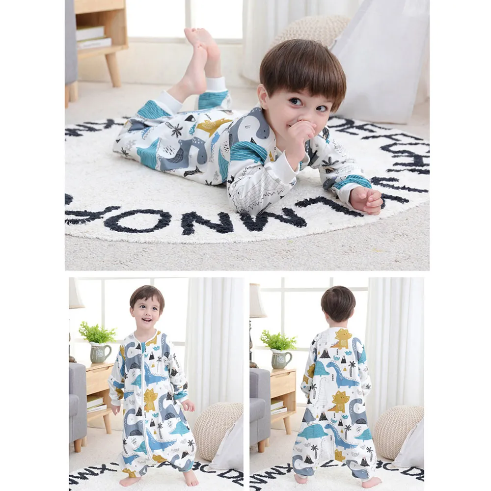 Unisex Child Bedding Animal Pattern Baby Sleeping Bag Medium Thin Cotton Material Anti-Kick Design Color-E
