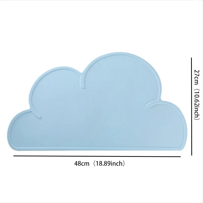 Kids Silicone Placemat Cloud Shape Non-Slip Placemat Portable Food Mat Dining Table for Baby Infants Toddlers Children Light Blue big image 1