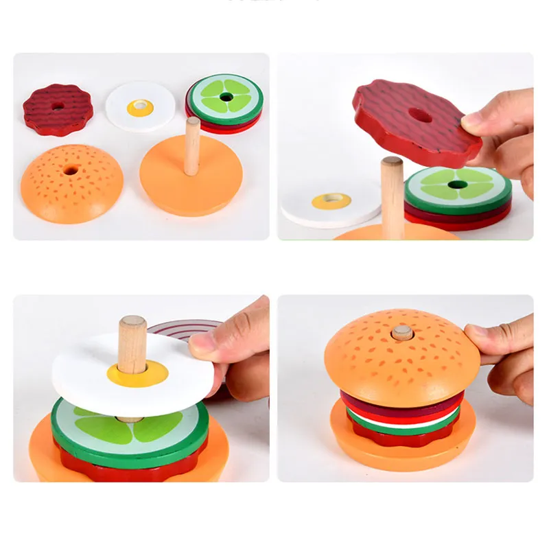 Wooden Pretend Play Burger/Sandwich Set for Toddlers  Color-A image 4
