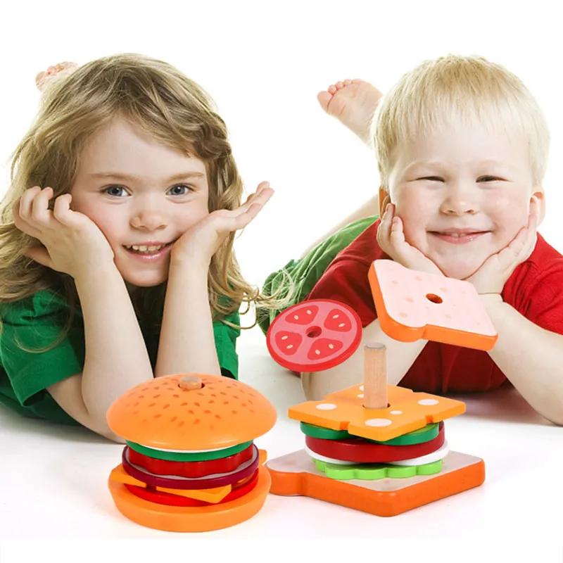 Wooden Pretend Play Burger/Sandwich Set for Toddlers  Color-A image 3