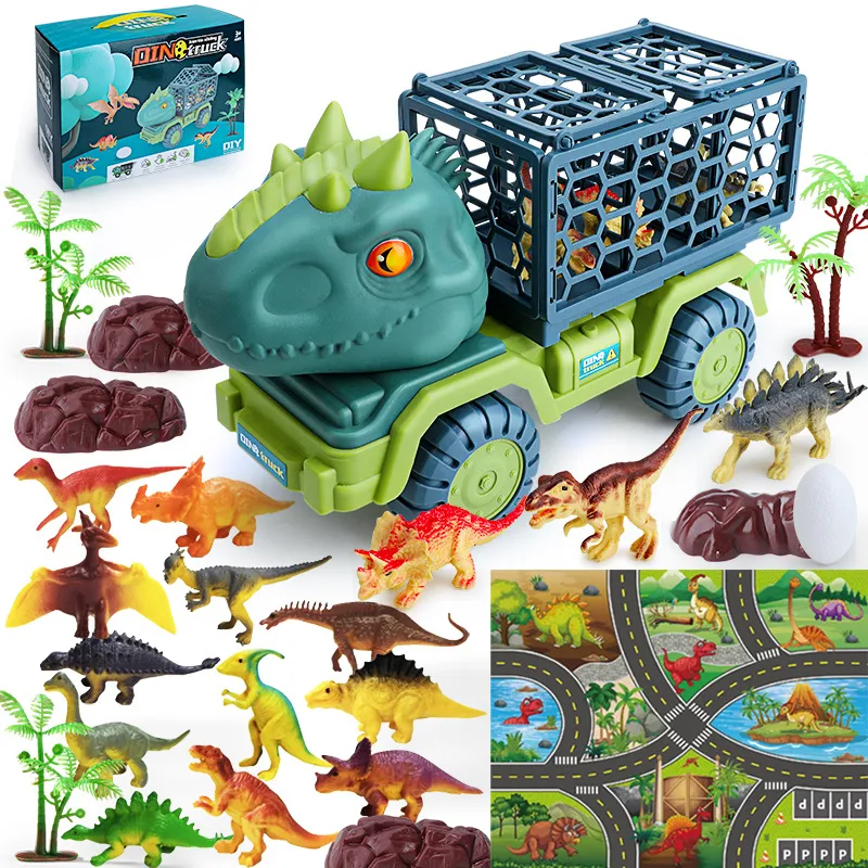 24pcs Children's Dinosaur Transport Truck Toy Set