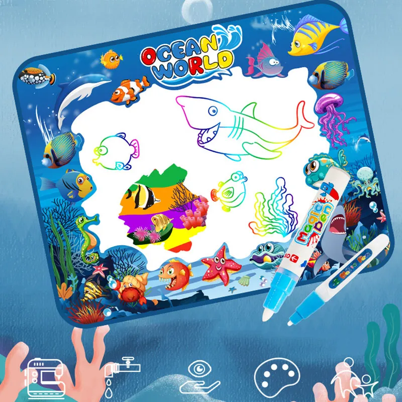 3pcs Children’s Painting and Doodling Carpet Canvas Set Color-A big image 1