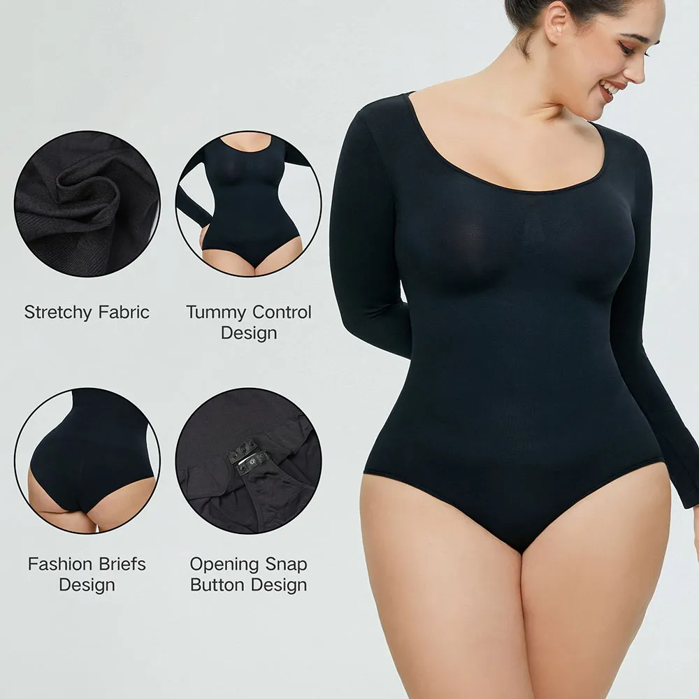 بدلة نسائية طويلة الأكمام ، التخسيس والرفع ، ملابس داخلية غير ملحومة لتشكيل الجسم  big image 1