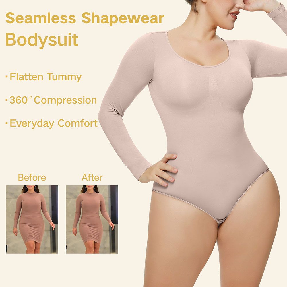 Women's Long Sleeve Bodysuit, Slimming And Lifting, Seamless Body Shaping Underwear