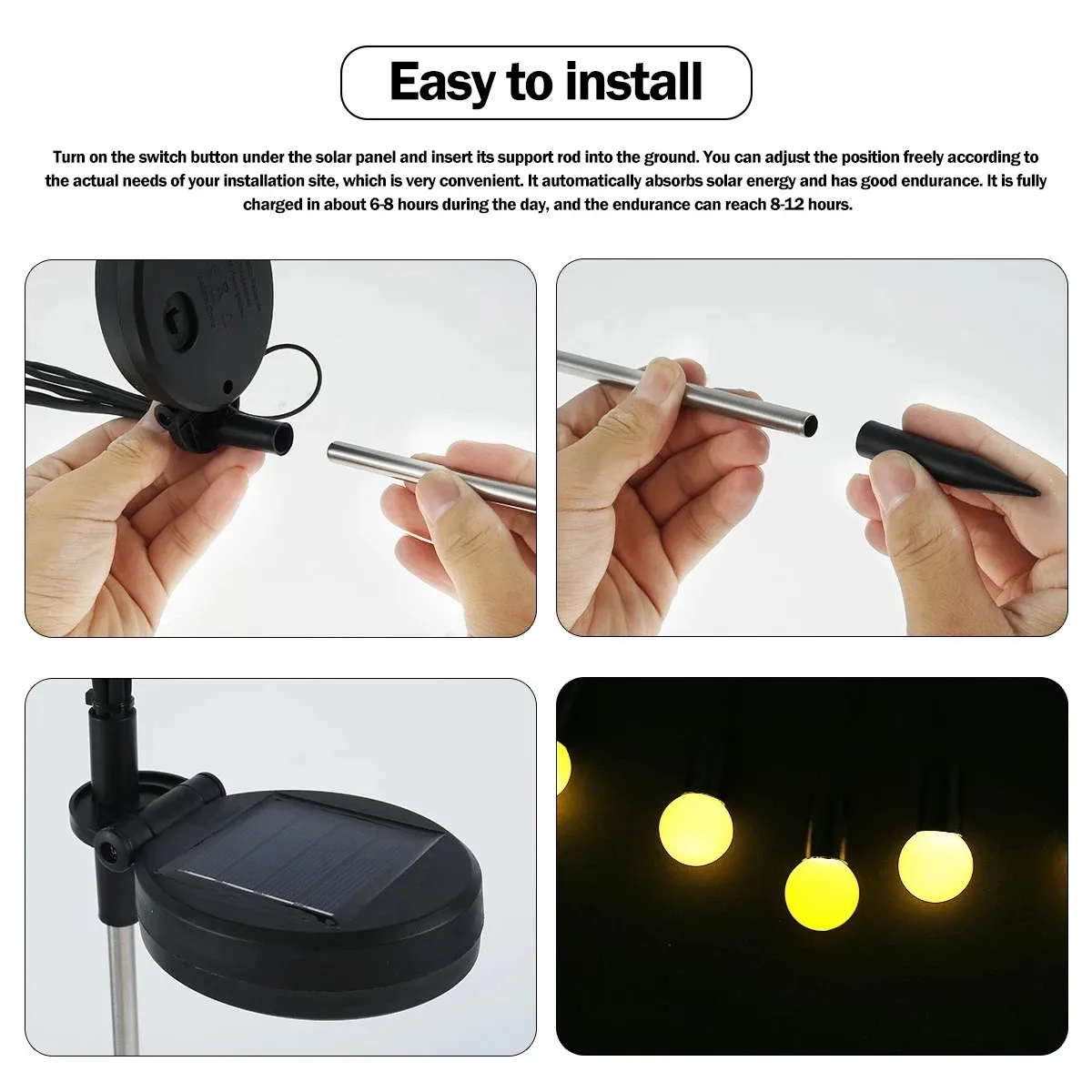  Christmas Garden Solar Light 10Bulbs 1Pack -Decorative Warm Light Ten Small Bulb Decorative Lights  image 4