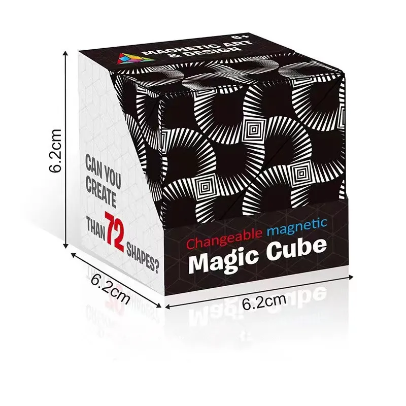 Children's Magnetic 3D Geometric Cube Puzzle Toy with Unlimited Variations Color-A
