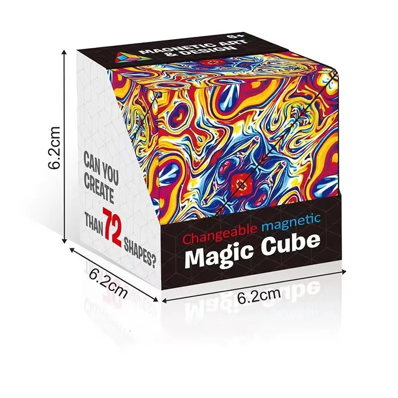 Children's Magnetic 3D Geometric Cube Puzzle Toy with Unlimited Variations Color-C