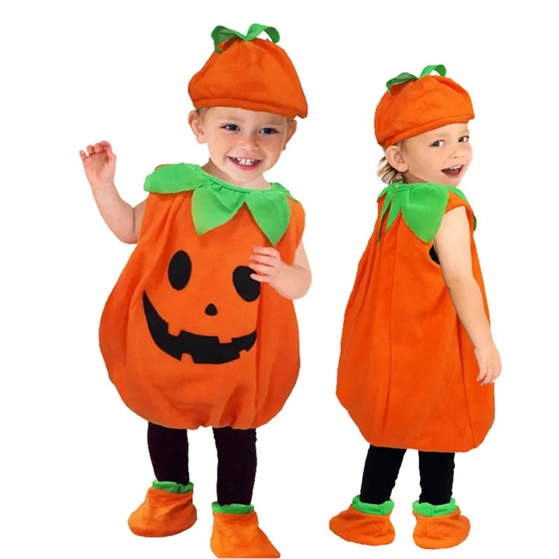 3pcs Baby Girl/Boy Pumpkin Halloween Cosplay Costume Set big image 4