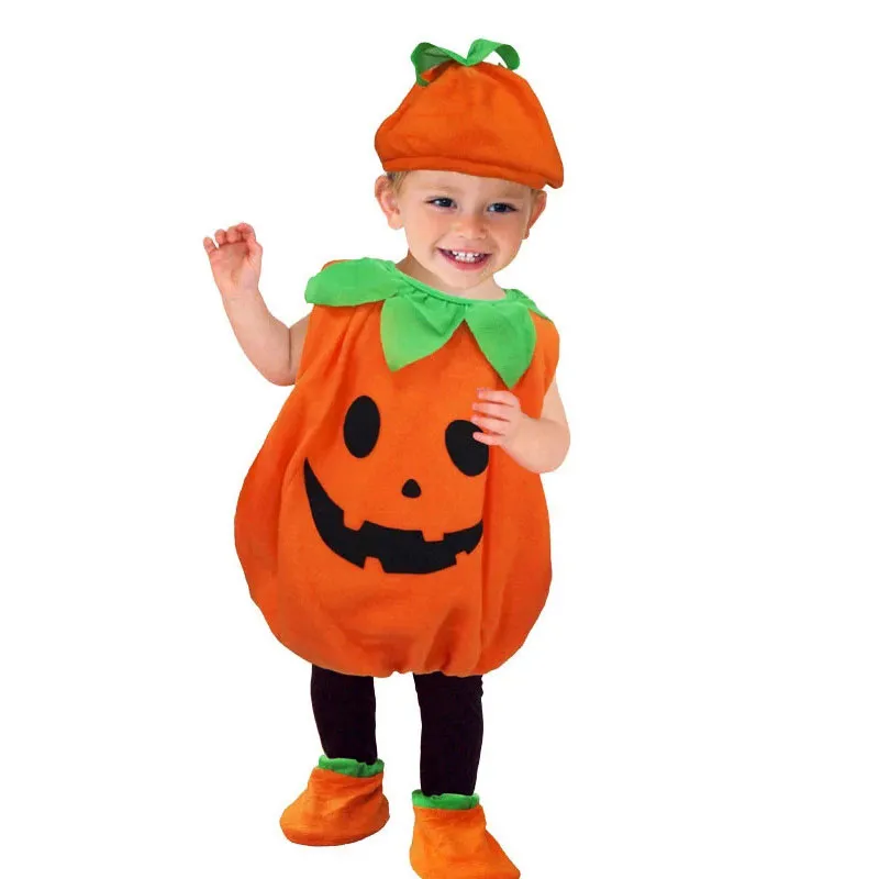 3pcs Baby Girl/Boy Pumpkin Halloween Cosplay Costume Set big image 5