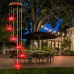 Solar-Powered LED Hummingbird Wind Chime, Outdoor Landscape Light for Garden and Patio Decoration Color-A image 5