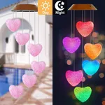 Solar-powered LED coração Wind Chime, colorido ao ar livre luz decorativa, impermeável e de economia de energia Cor-A image 3