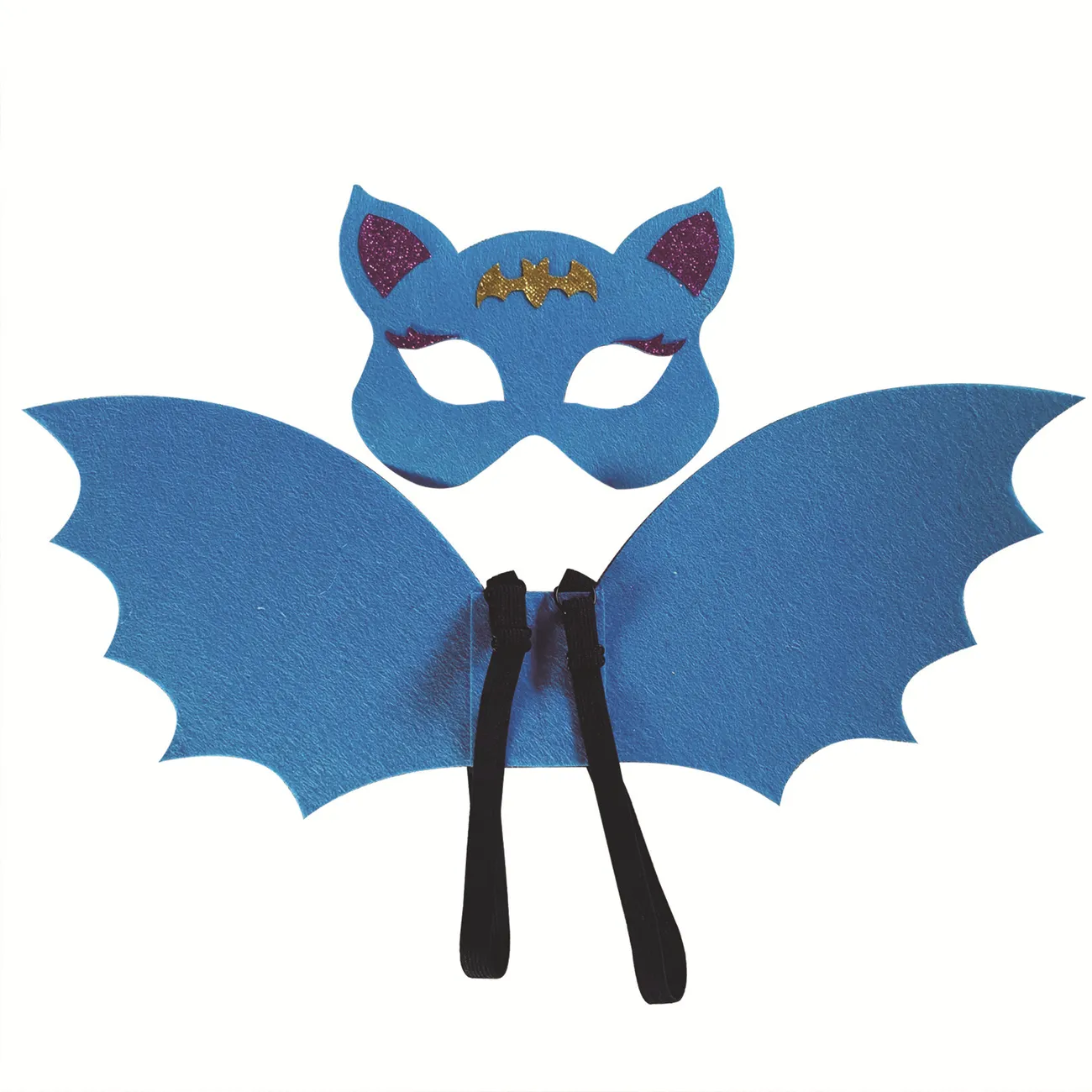 Kids' Halloween Party 2-Piece Set: Bat Wing and Mask Cosplay Prop with Adjustable Elastic Color-B big image 1