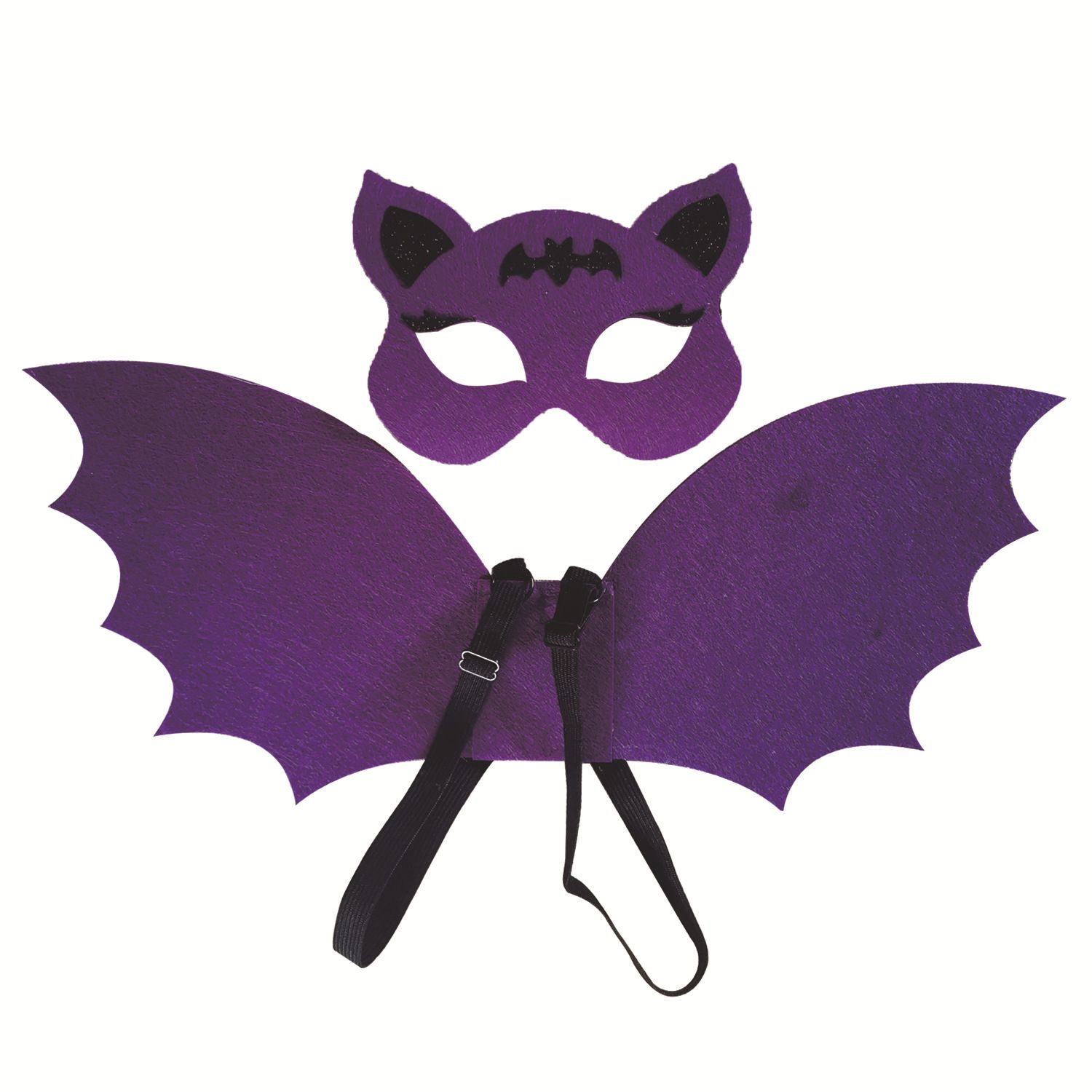 

Kids' Halloween Party 2-Piece Set: Bat Wing and Mask Cosplay Prop with Adjustable Elastic