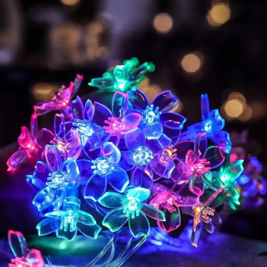 五顏六色的櫻花裝飾燈串，帶 40 盞 LED 燈，用於節日和戶外裝飾