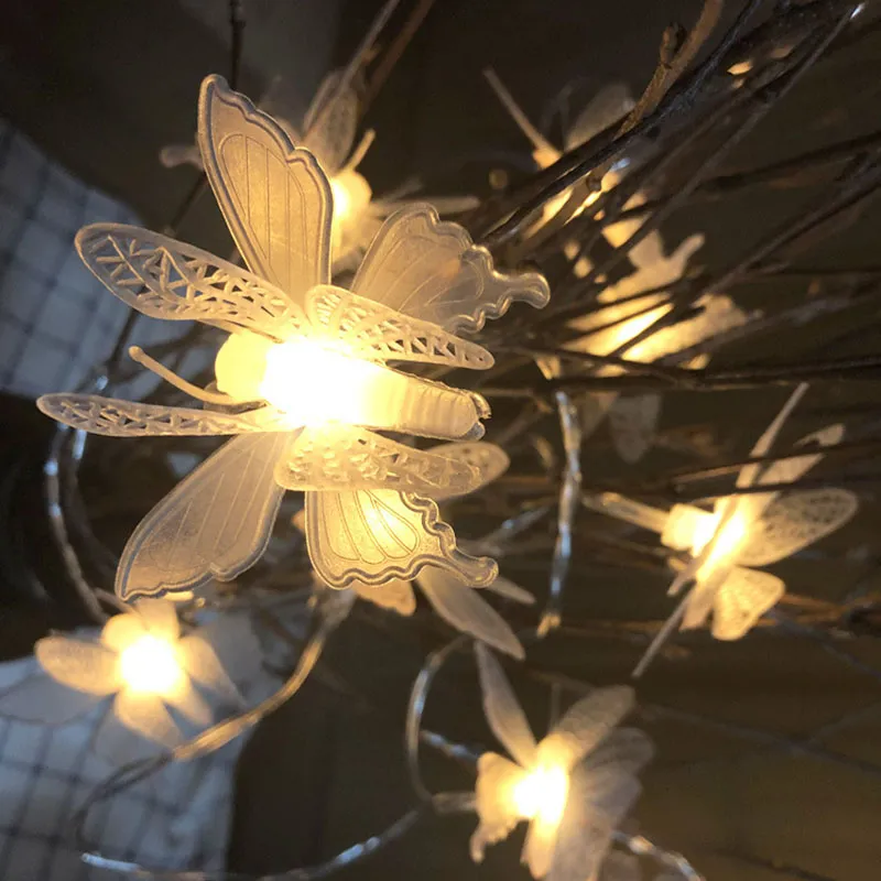 Suave cadena de luz decorativa al aire libre de mariposa con 40 luces LED para la decoración del patio, el patio y el jardín del festival Color-A big image 1