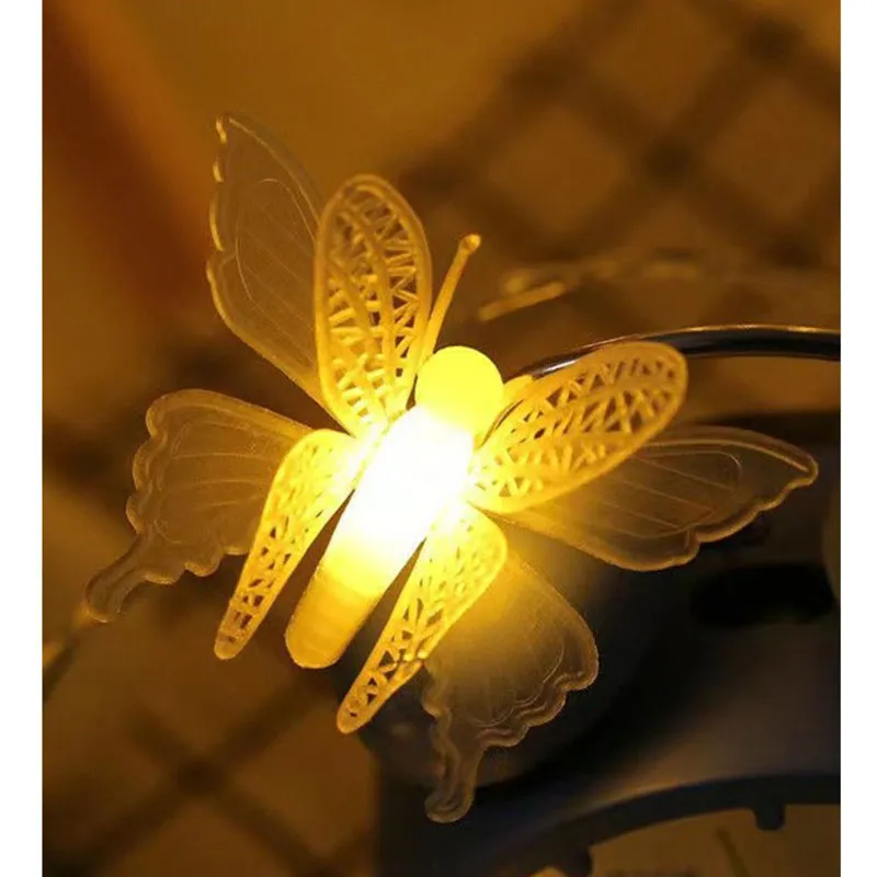 سلسلة ضوء زخرفي خارجية ناعمة الفراشة مع 40 مصباح LED للساحة والفناء وتزيين حديقة المهرجان اللون- أ big image 1