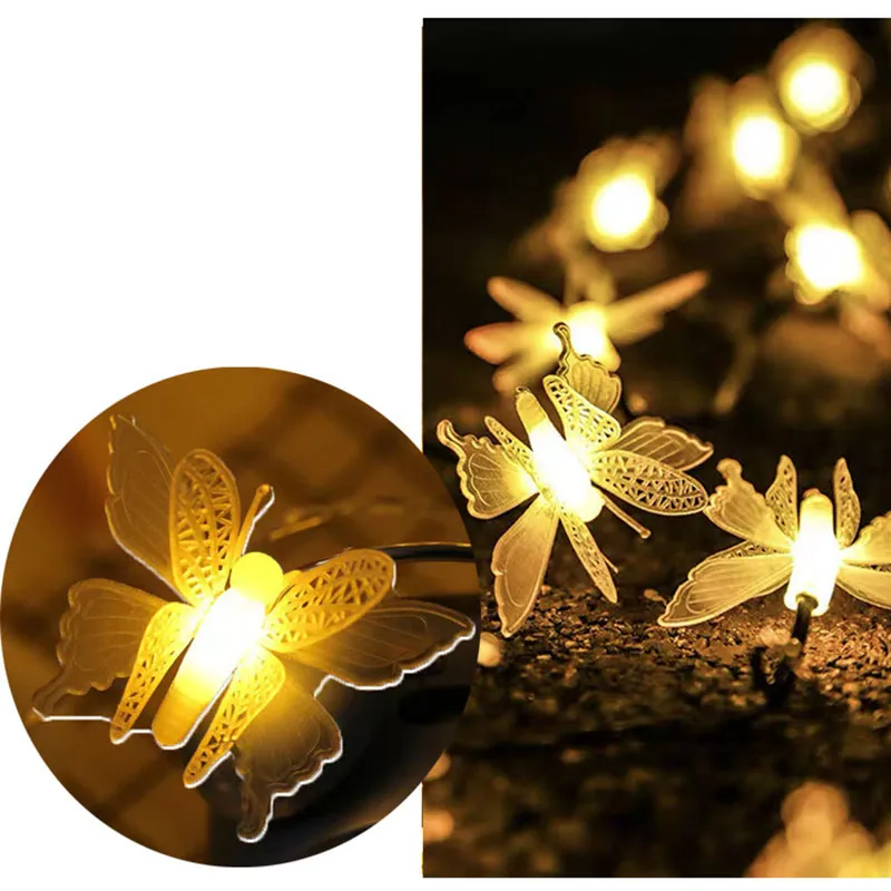 Soft Butterfly Outdoor Decorative Light String with 40 LED Lights for Yard, Patio, and Festival Garden Decoration Color-A big image 1