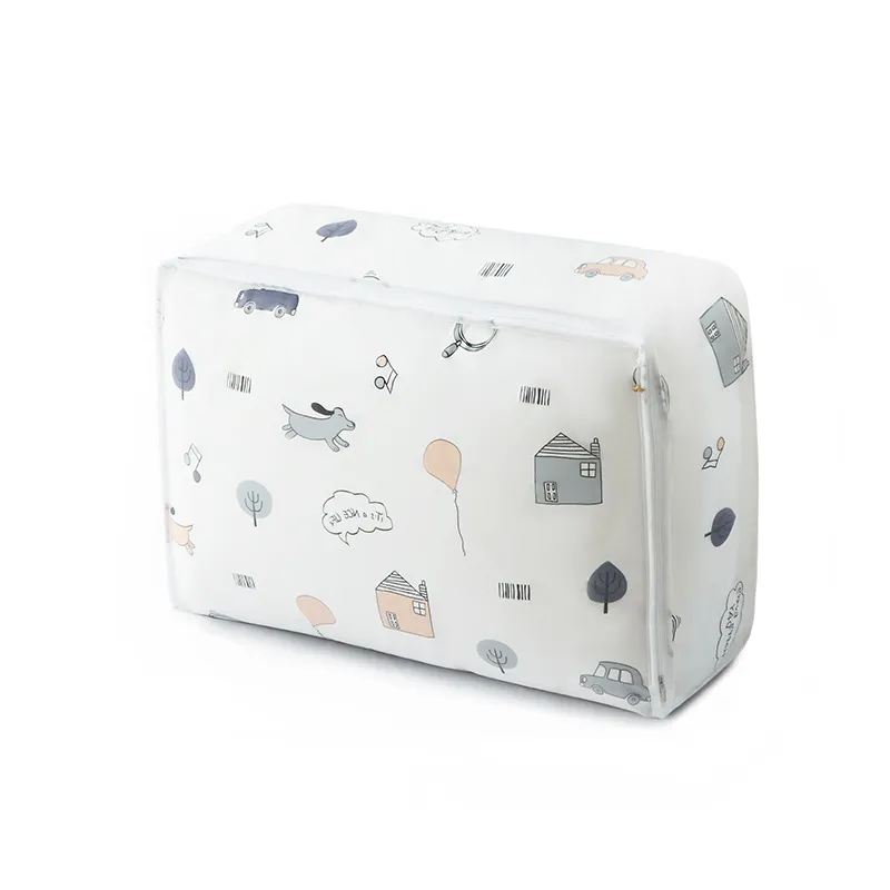 Cotton Quilt Storage Bag with Cute Printing Light Grey image 2