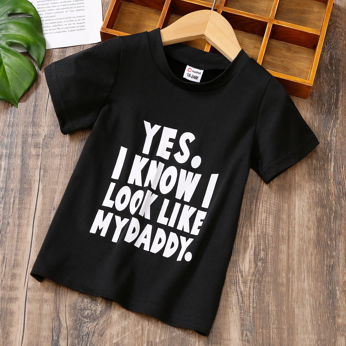 

Toddler Boy Letter Print Short-sleeve Black Tee