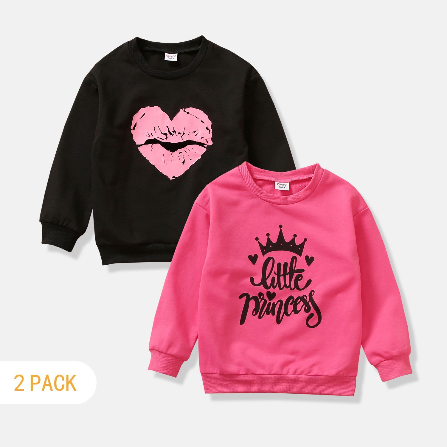 

2-Pack Toddler Girl Heart/Letter Print Pullover Sweatshirt
