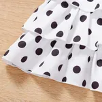 2pcs Baby Girl Polka Dots Layered Ruffled Tank Top and Raw Hem Ripped Denim Shorts Set  image 3