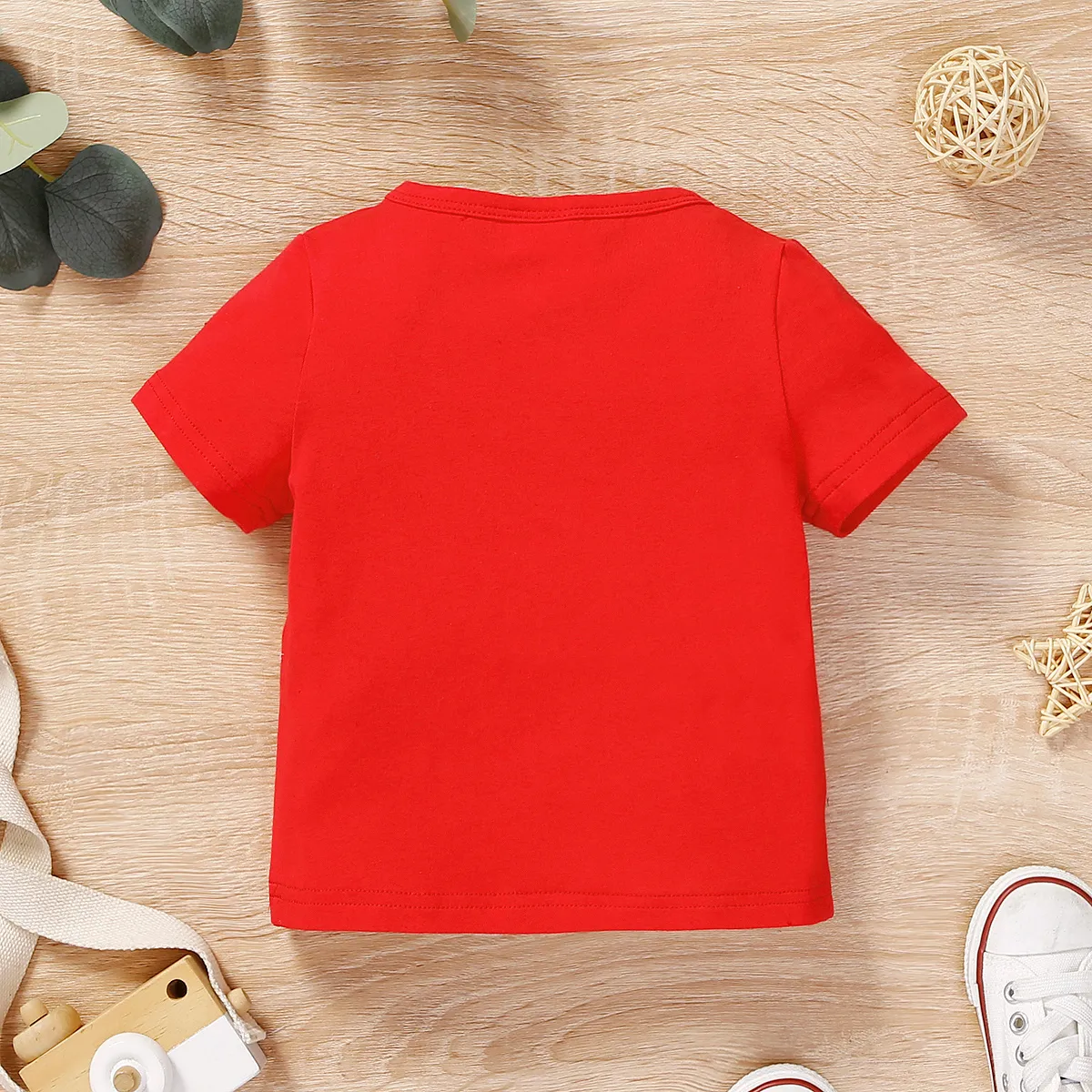 Bébé Unisexe Basique Manches courtes T-Shirt Rouge big image 1