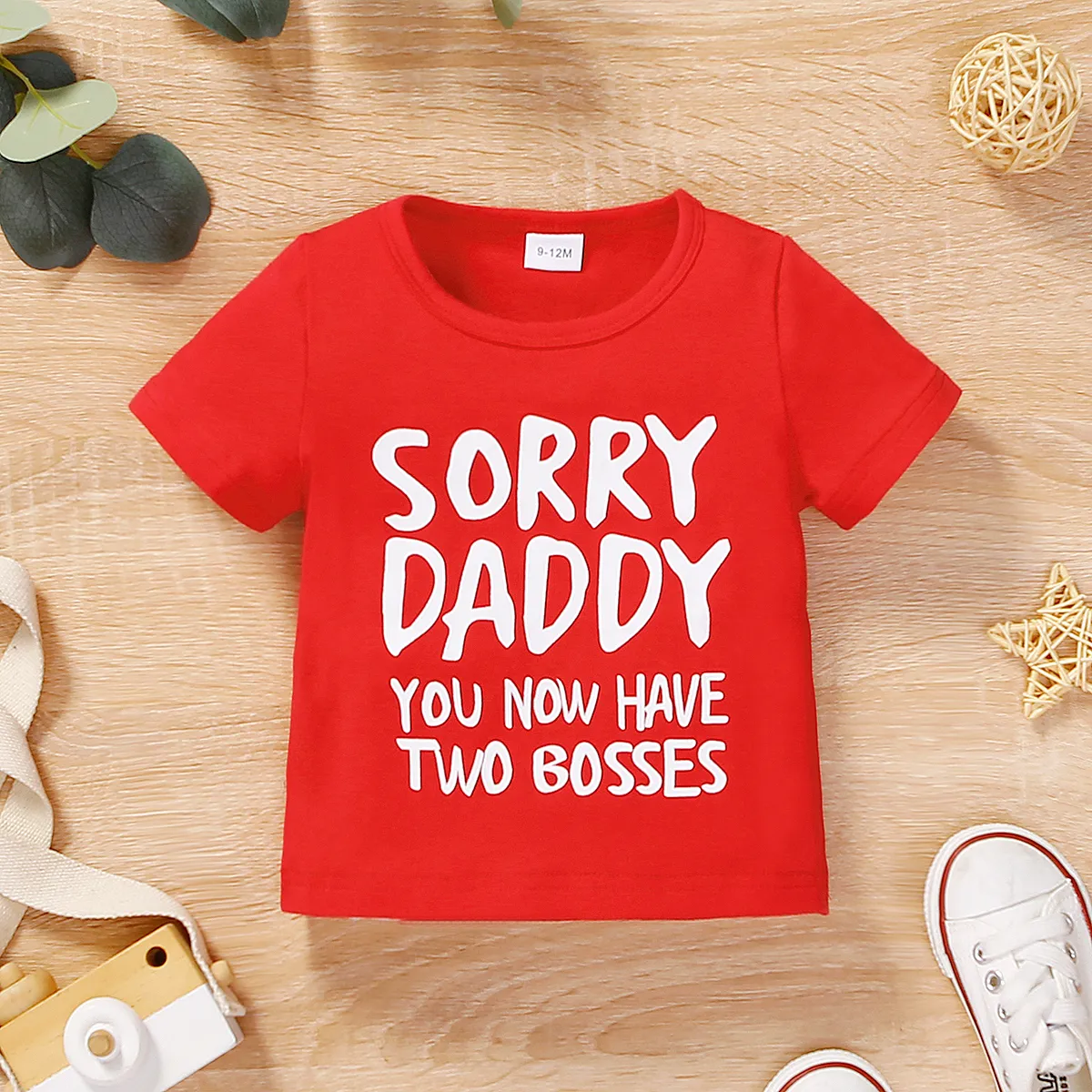 Baby Boy/Girl 95% Cotton Short-sleeve Letter Print Tee Red big image 1