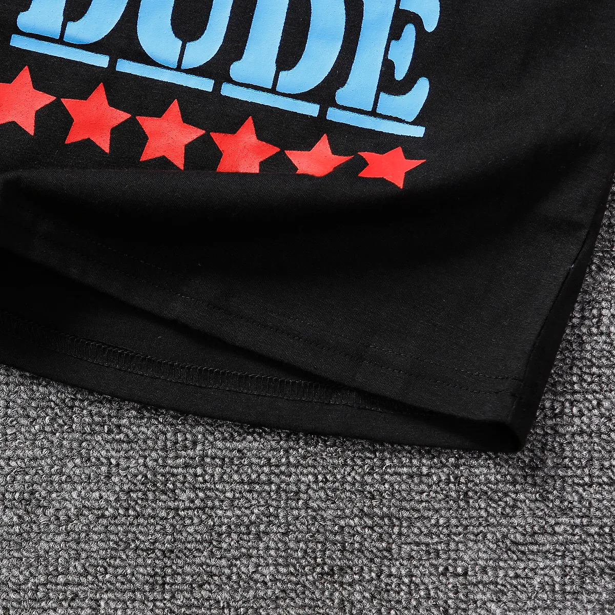 Independence Day 2pcs Toddler Boy Letter Print Cotton Tank Top and Ripped Denim Shorts Set Black image 4