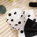 2pcs Baby Girl Allover Polka Dots Print Bow Decor Puff-sleeve Romper and Headband Set  image 4