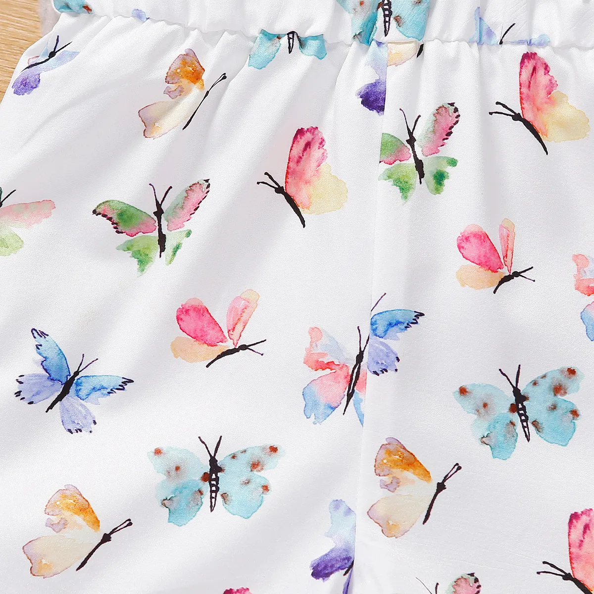 Toddler Girl Butterfly Print One-Shoulder Cami Romper  image 5